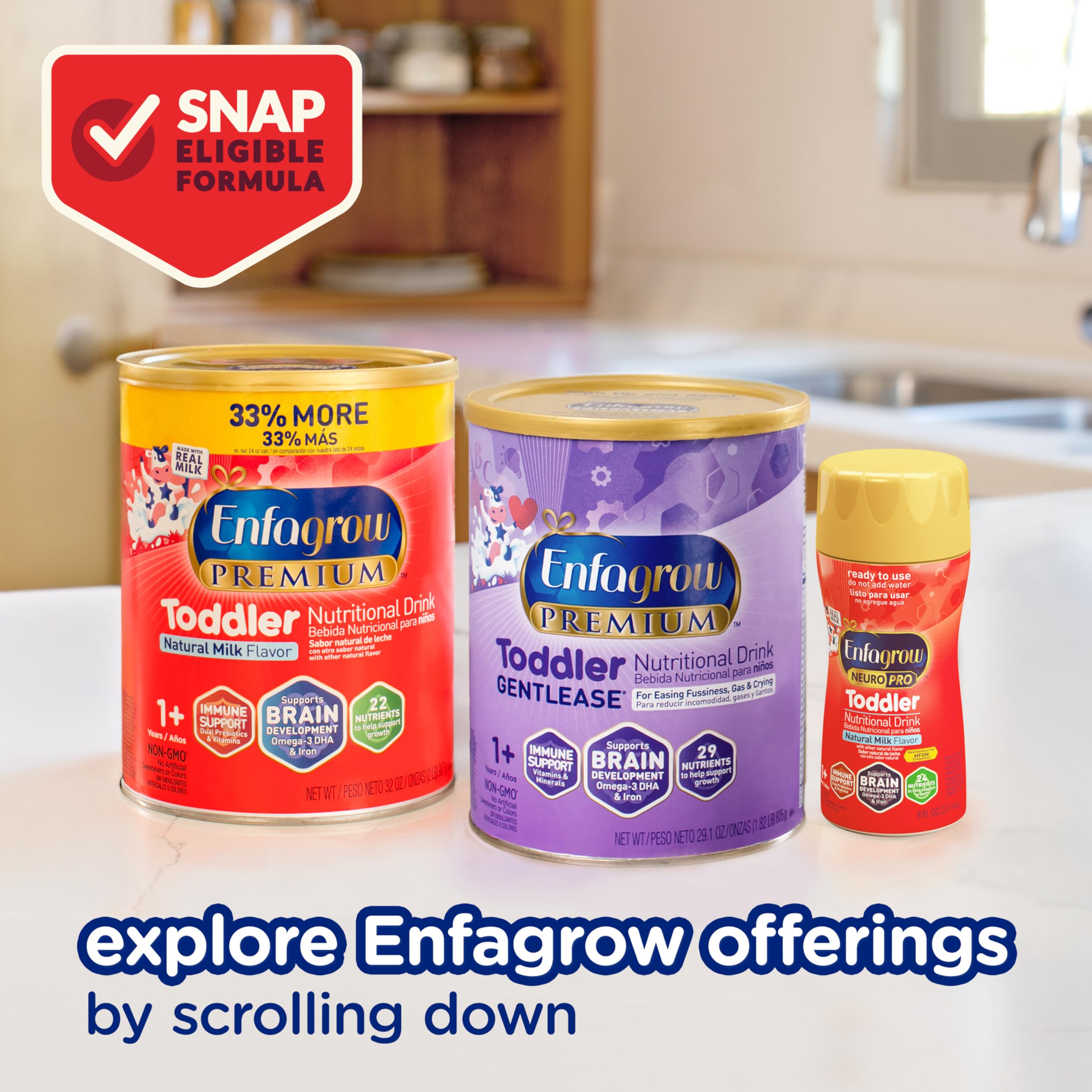 Enfagrow Premium Toddler Milk Nutritional Drink, Enfagrow Toddler Drink, Try Our Brain-Supporting Trio, 32oz Can