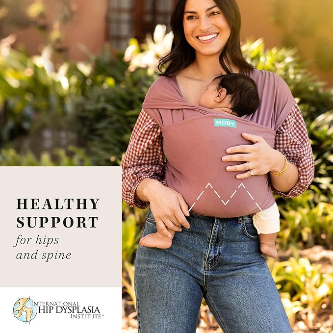 Moby Baby Wrap Carrier Evolution for Newborns to Toddlers (8-33lbs), Infant Sling Carrier, Lightweight & Hands Free Design, Adjustable for All Body Types, Baby Registry Gift (Terracotta)
