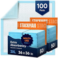 Chucks Pads Disposable [100-Pack] Adult Incontinence Underpads 36"x36" XXXL Bed Pads – Thin-Shield Technology, Super Absorbency – High Quality Mattress Protector Pee Pads for Kids, Seniors, Adults
