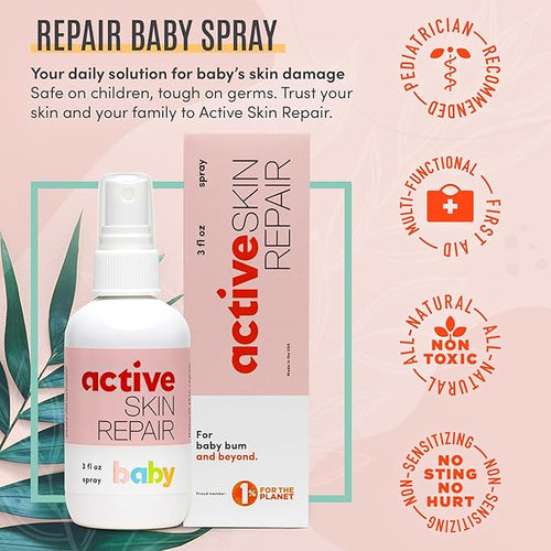 Active Skin Repair Baby First Aid Spray, Medical Grade Hypochlorous, 3 oz
