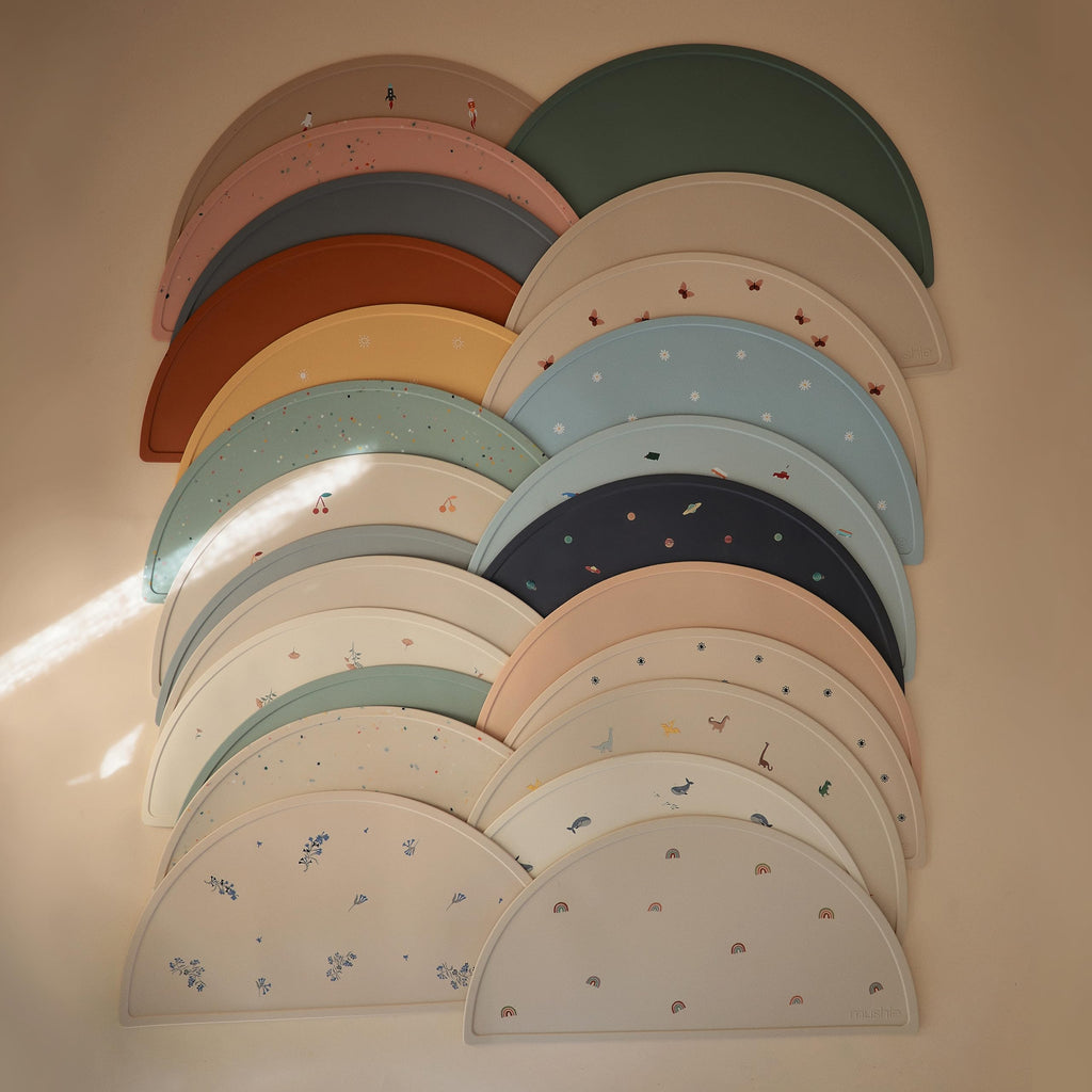 mushie Silicone Placemat for Kids | BPA-Free Non-Slip Design (Cambridge Blue)