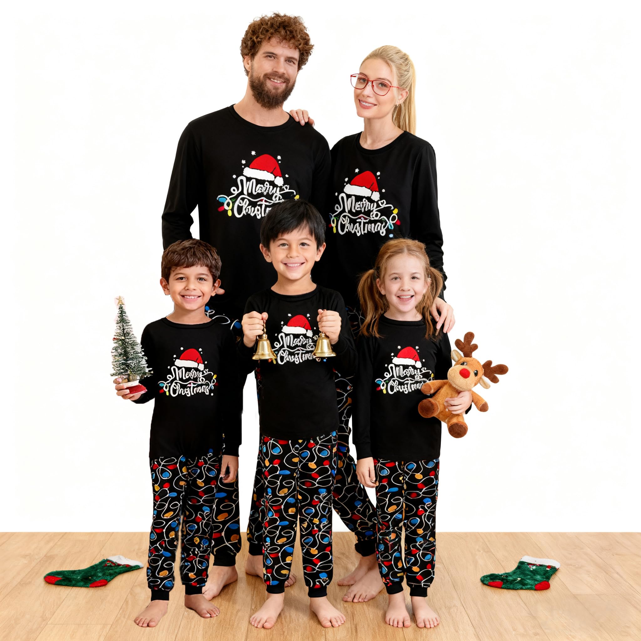 Awoscut Family Christmas Pajamas Matching Pajamas for Family, Xmas PJs Sets Holiday Sleepwear (on-23, Baby, 9 Months)