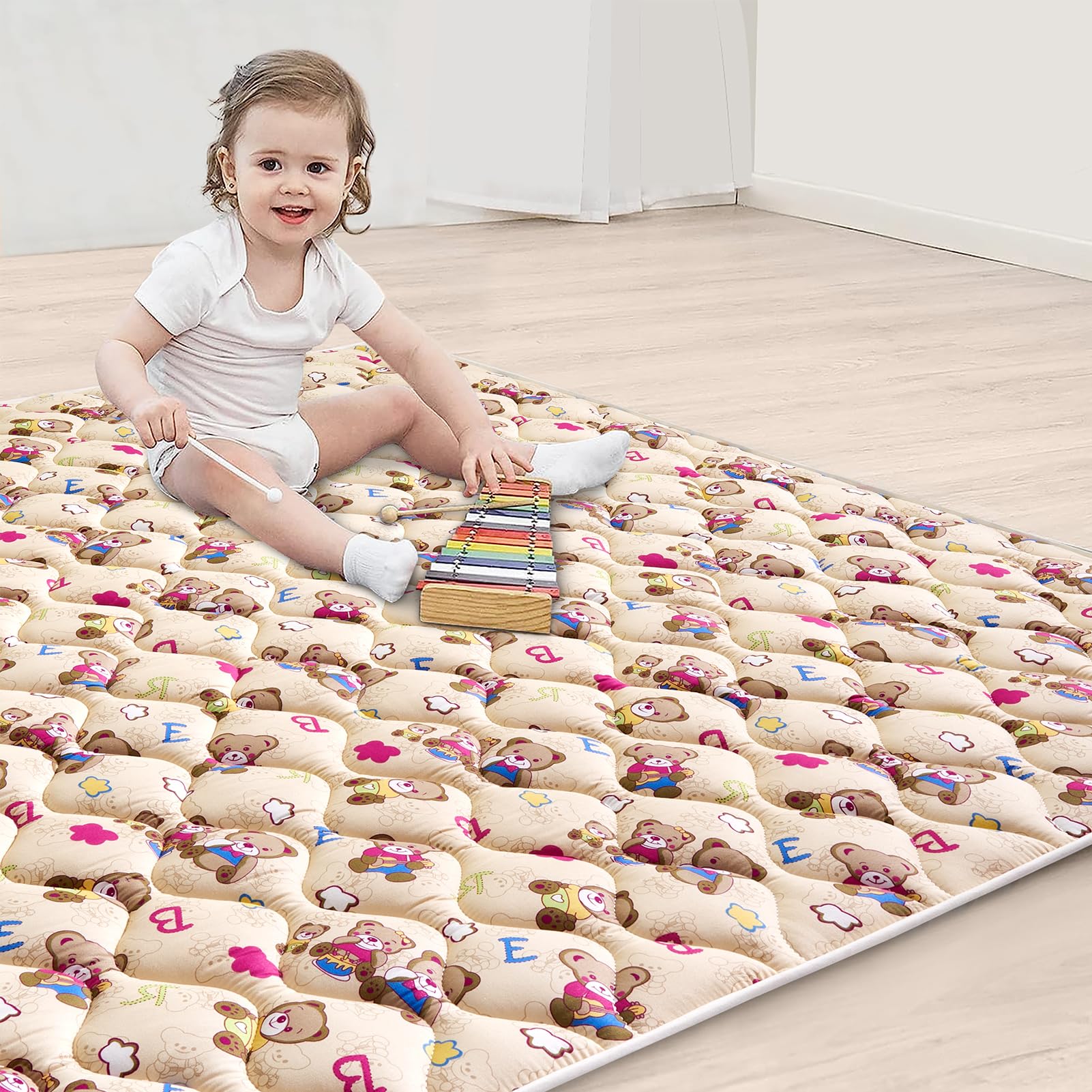 High-Density Foam Baby Play Mat, 36x36 Inches Thicken One-Piece Comfortable and Soft Playmat, Non Slip Machine Washable Floor Mat for Infants, Tapete para Bebes,Toddlers