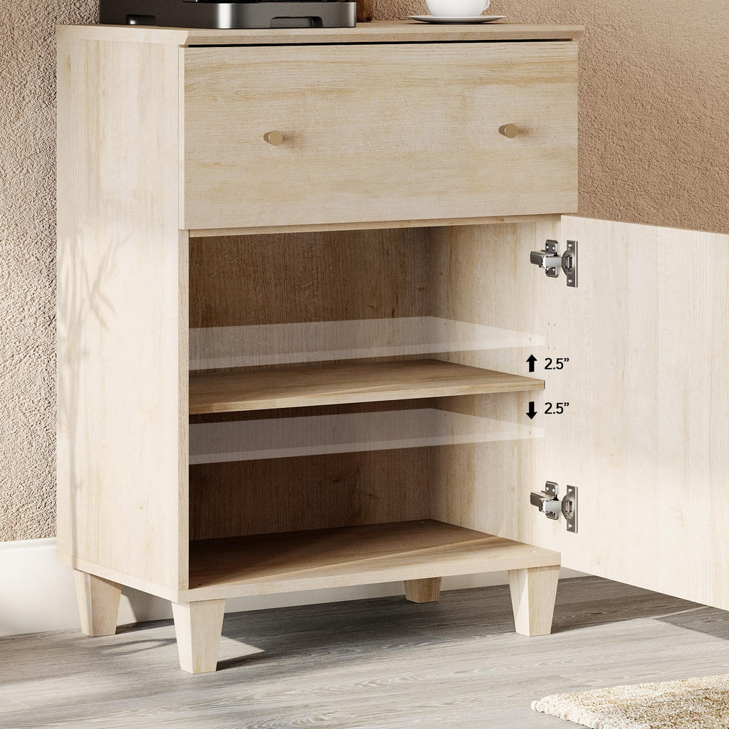 WAMPAT 8 Drawers Dresser Chests for Bedroom, 3-in-1 Modern Light Oak Wood Closet Storage Organizer Furniture with Door and Adjustable Shelves for Kids Room, Nursery, 94.4" Wide