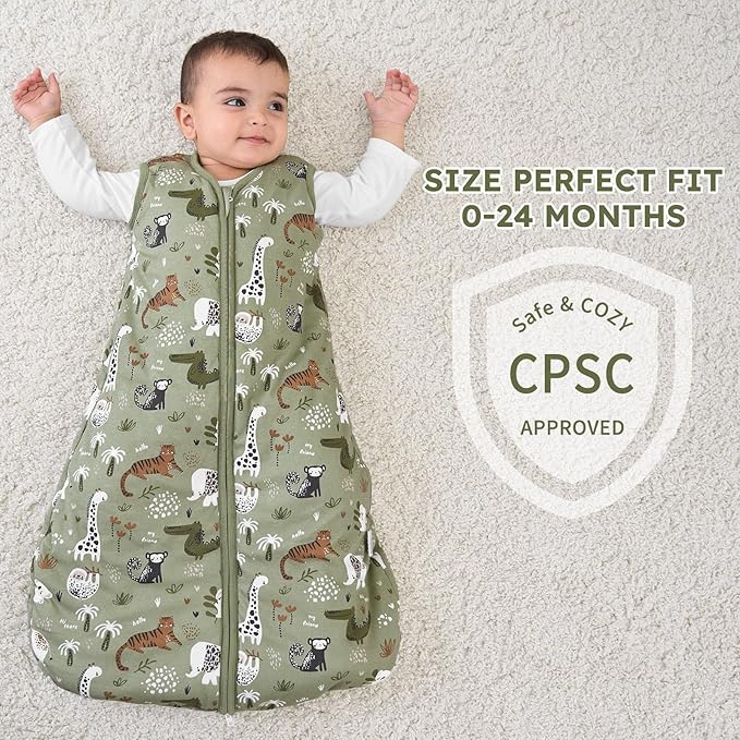 Yoofoss Baby Sleep Sack 6-12 Months, TOG 2.5 Baby Wearable Blanket with 2-Way Zipper, 100% Organic Cotton Fabric Winter Newborn Sleeping sack, Warm Soft Comfy(Medium)