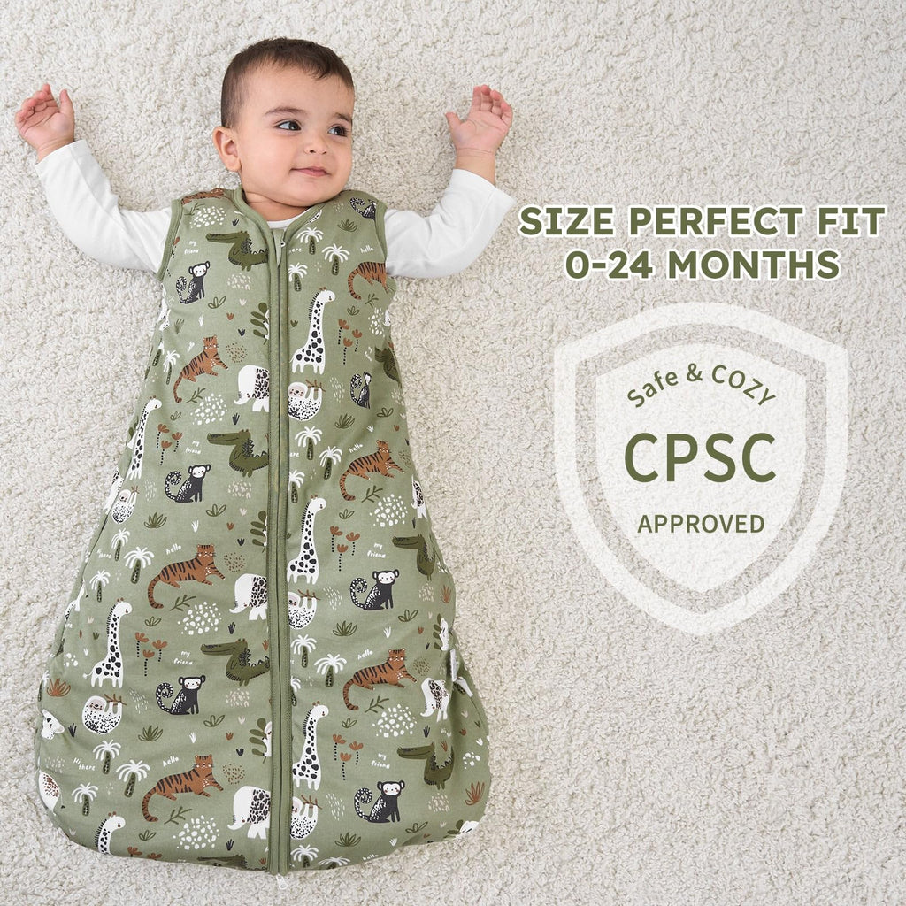 Yoofoss Baby Sleep Sack 0-6 Months, TOG 2.5 Baby Wearable Blanket with 2-Way Zipper, 100% Organic Cotton Fabric Winter Newborn Sleeping Sack, Warm Soft Comfy(Small)