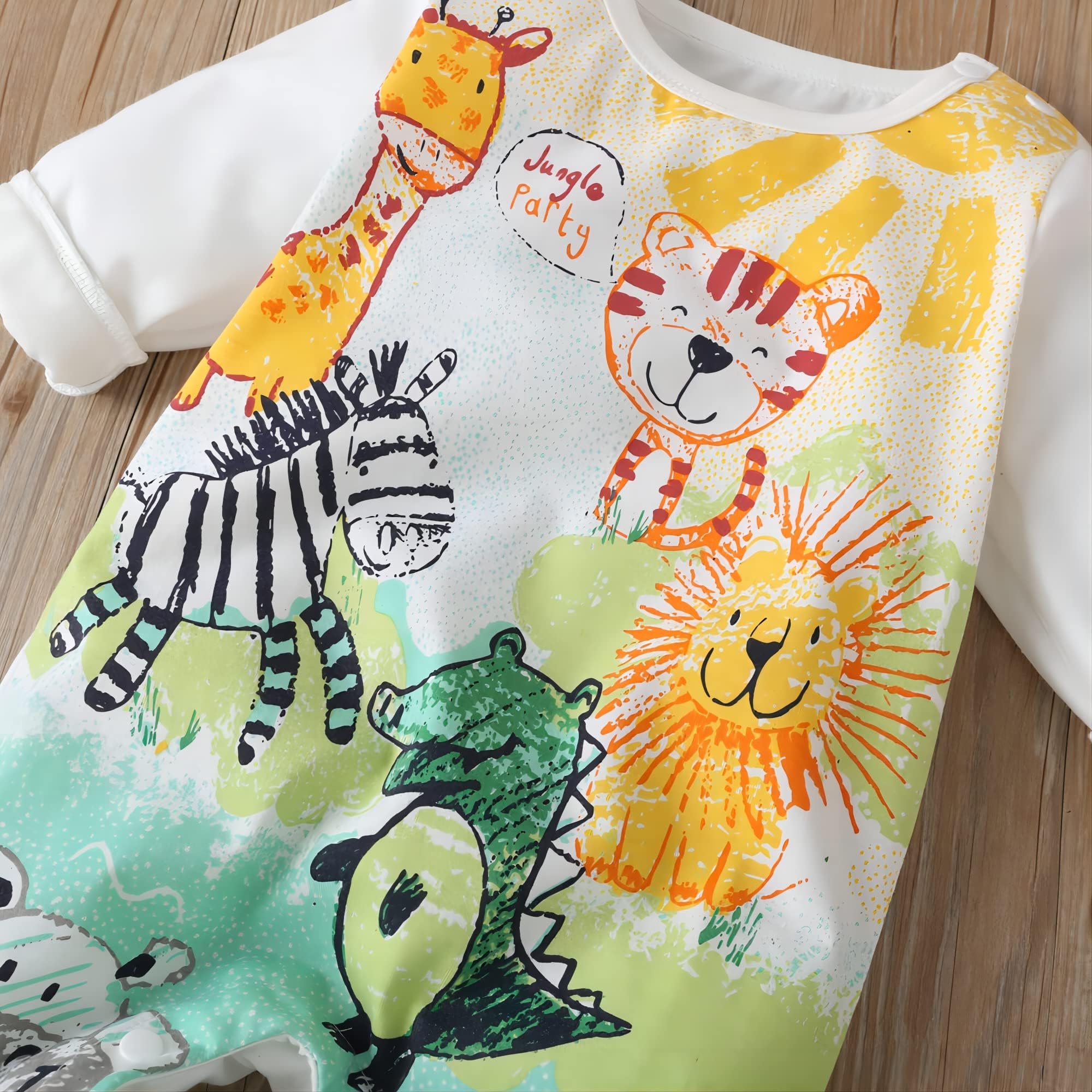 Aoswep - Lively Colored Pencil Animals Printed Baby Jumpsuit Baby girl bodysuit (6-9 Months)
