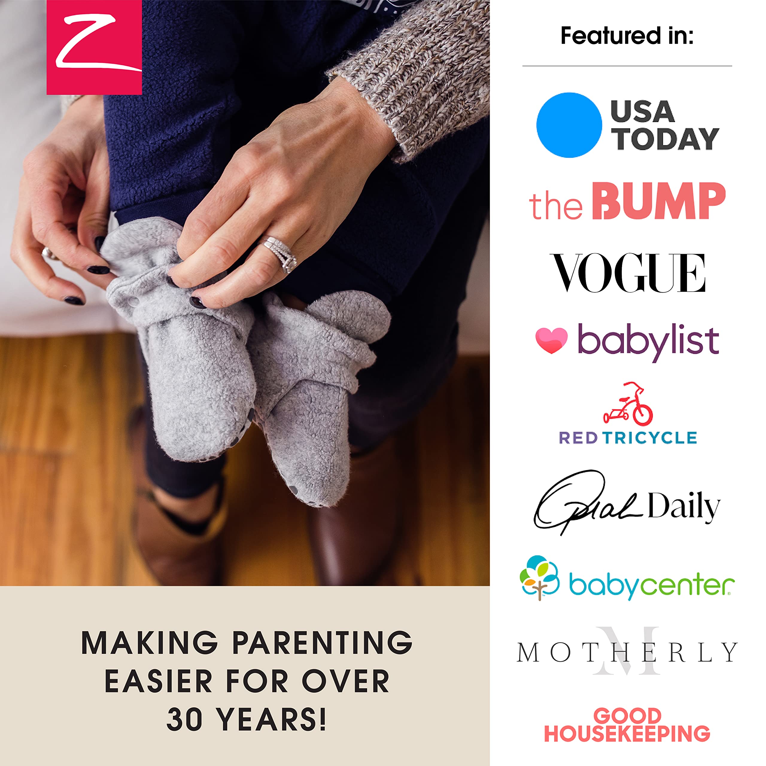 Zutano Cozie Fleece Baby Booties with Grippers, True Navy Furry, 12 Months