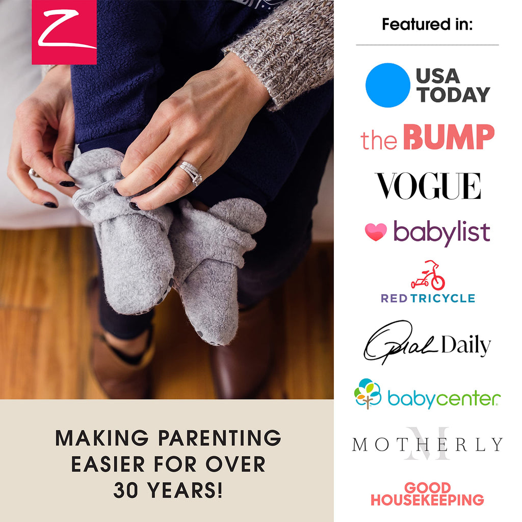 Zutano Unisex Fleece Baby Booties with Organic Cotton Lining, Newborn Essentials, Heather Gray/Gray, 6 Months