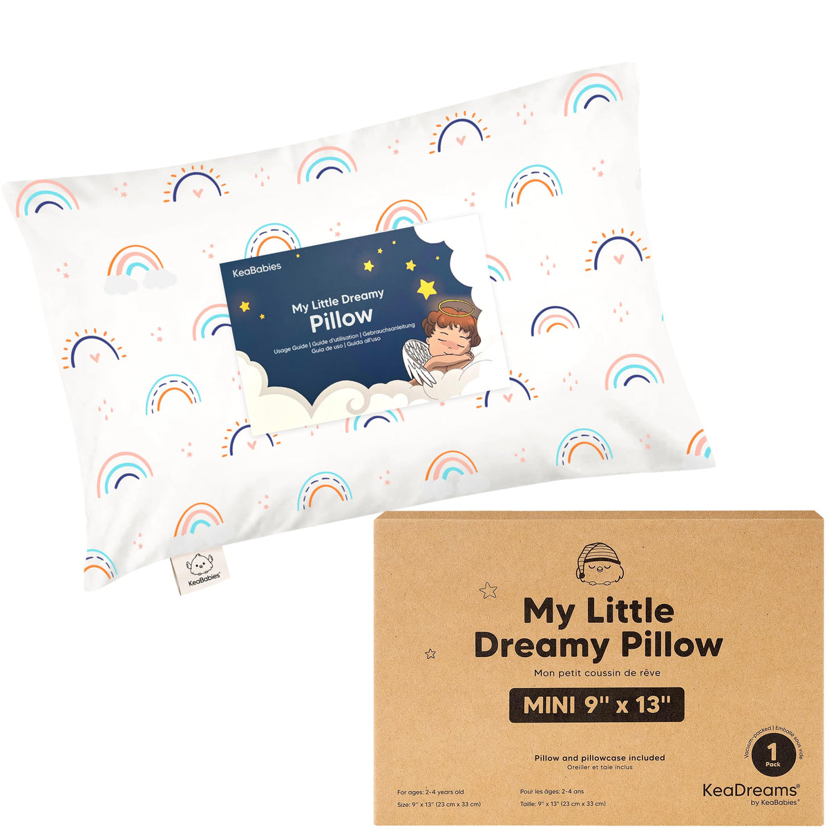 Mini Toddler Pillow with Pillowcase, 9x13 My Dreamy Pillow, Jungle Green