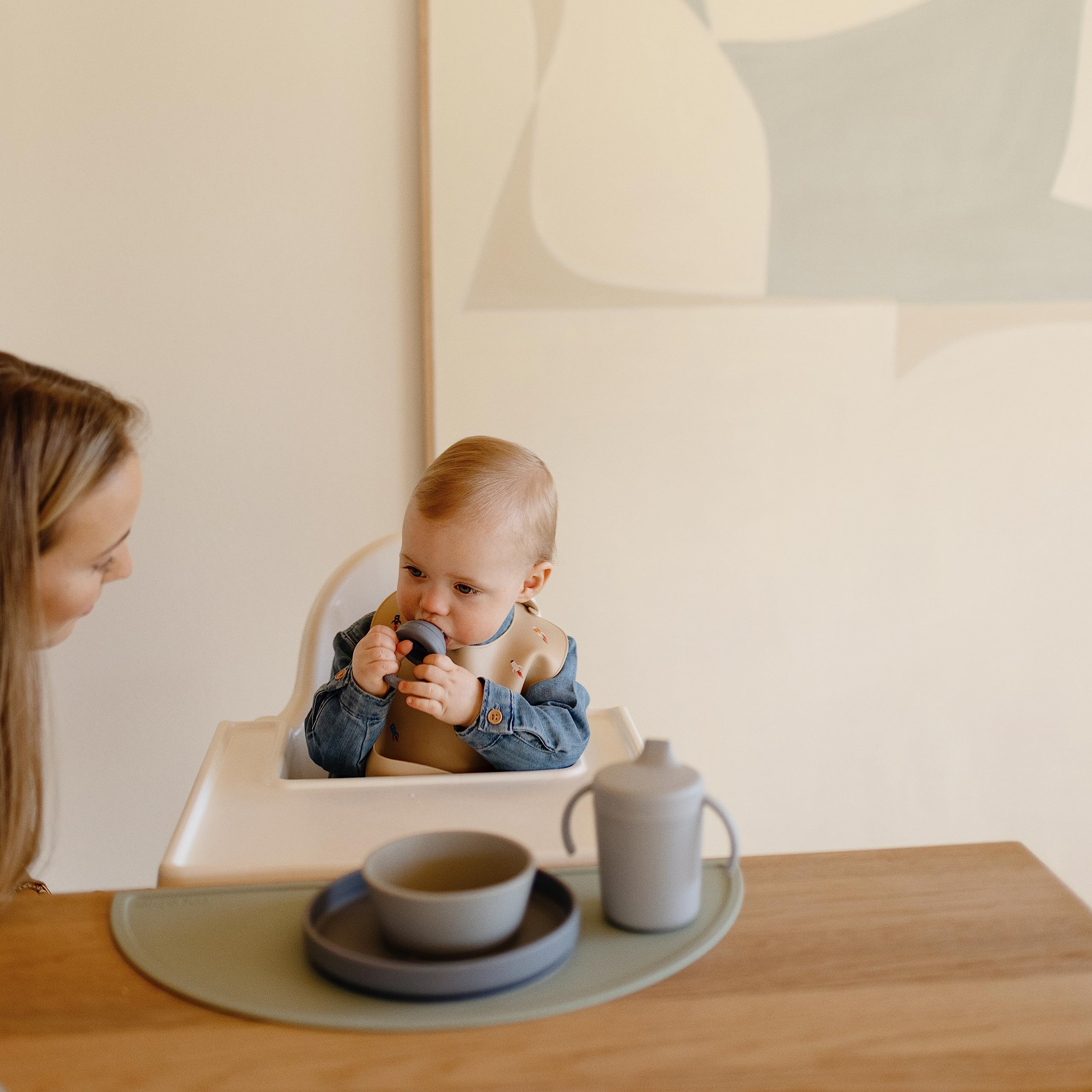 mushie Silicone Placemat for Kids | BPA-Free Non-Slip Design (Cambridge Blue)