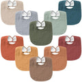 Konssy 10-Pack Muslin Baby Bibs, Soft Cotton Bandana Bibs for Drooling & Teething, Unisex Solid Colors for Boys & Girls, Newborn & Infant