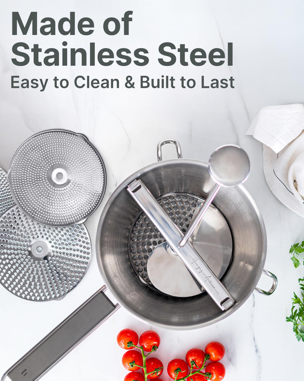 Hungry Artisan 4-Disc Food Mill for Jams, Purees & Silky Sauce