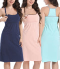SUIEK 3-Pack Maternity Nursing Nightgown Breastfeeding Tank Tops Pregnancy Dress (X-Large)
