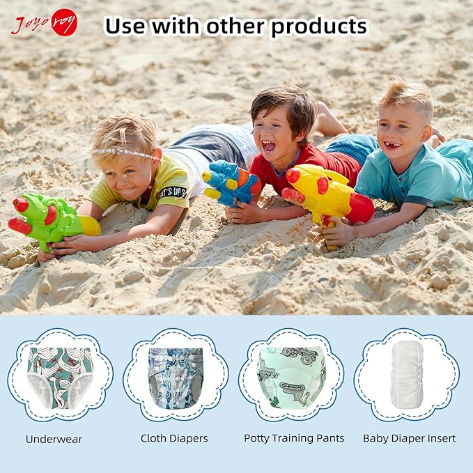 Joyo roy 6Pcs Waterproof Cloth Diaper Cover Reusable Plastic Training Pants for Toddlers Diaper Covers for Boys Leak Proof Rubber Underwear for Potty Training Plastic Underwear for Toddlers 5T
