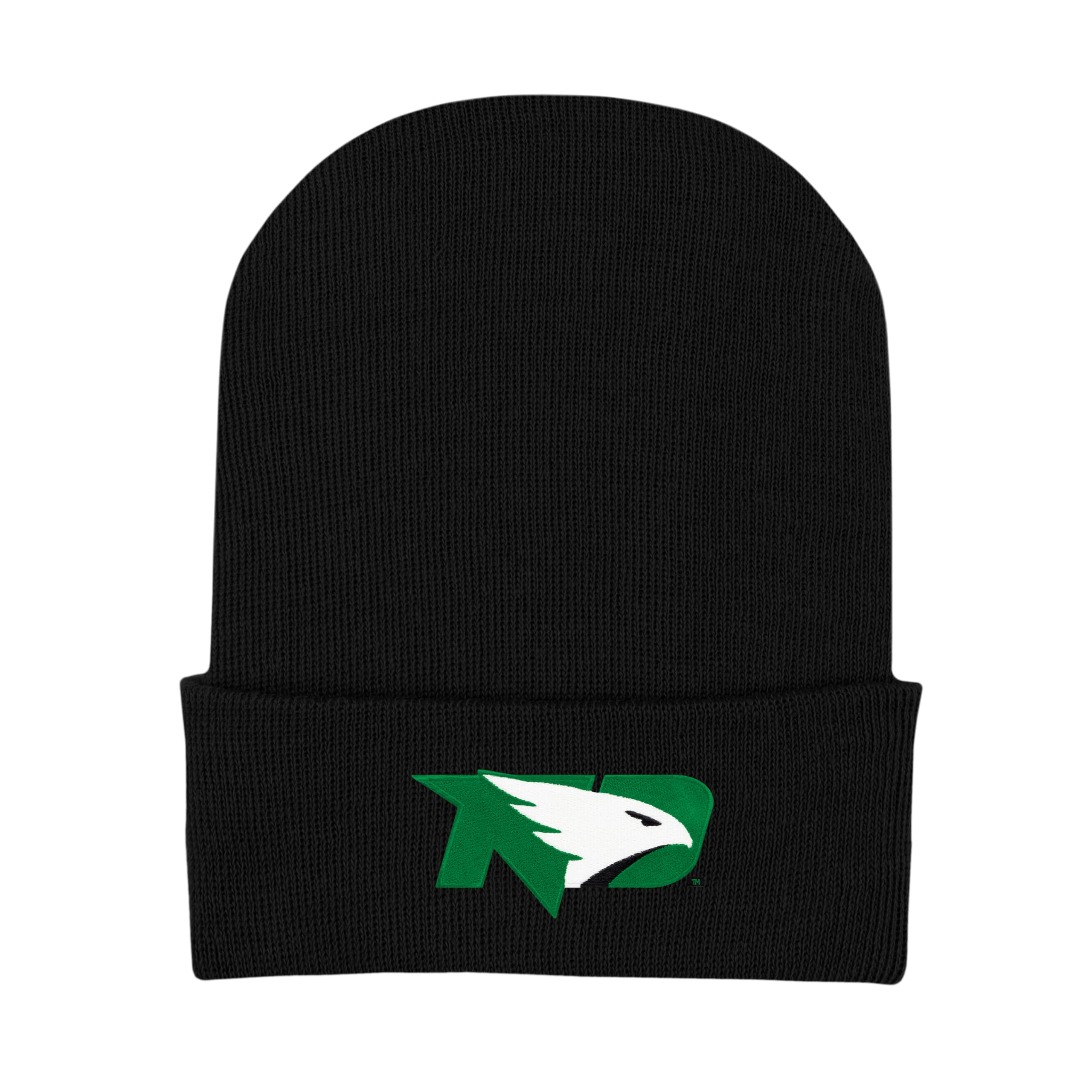 College Baby Knit Cap North Dakota Fighting Hawks Logo - Black - Newborn
