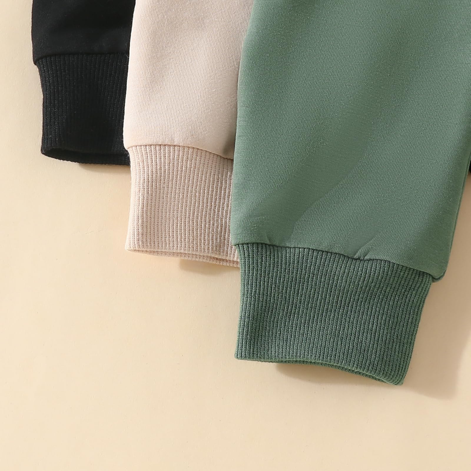 Sejardin Toddler Baby Boy Girl Pants 3 Pack Solid Color Elastic Waist Jogger Sweatpants Newborn Infant Casual Bottoms (Green Apricot Black, 18-24 Months)