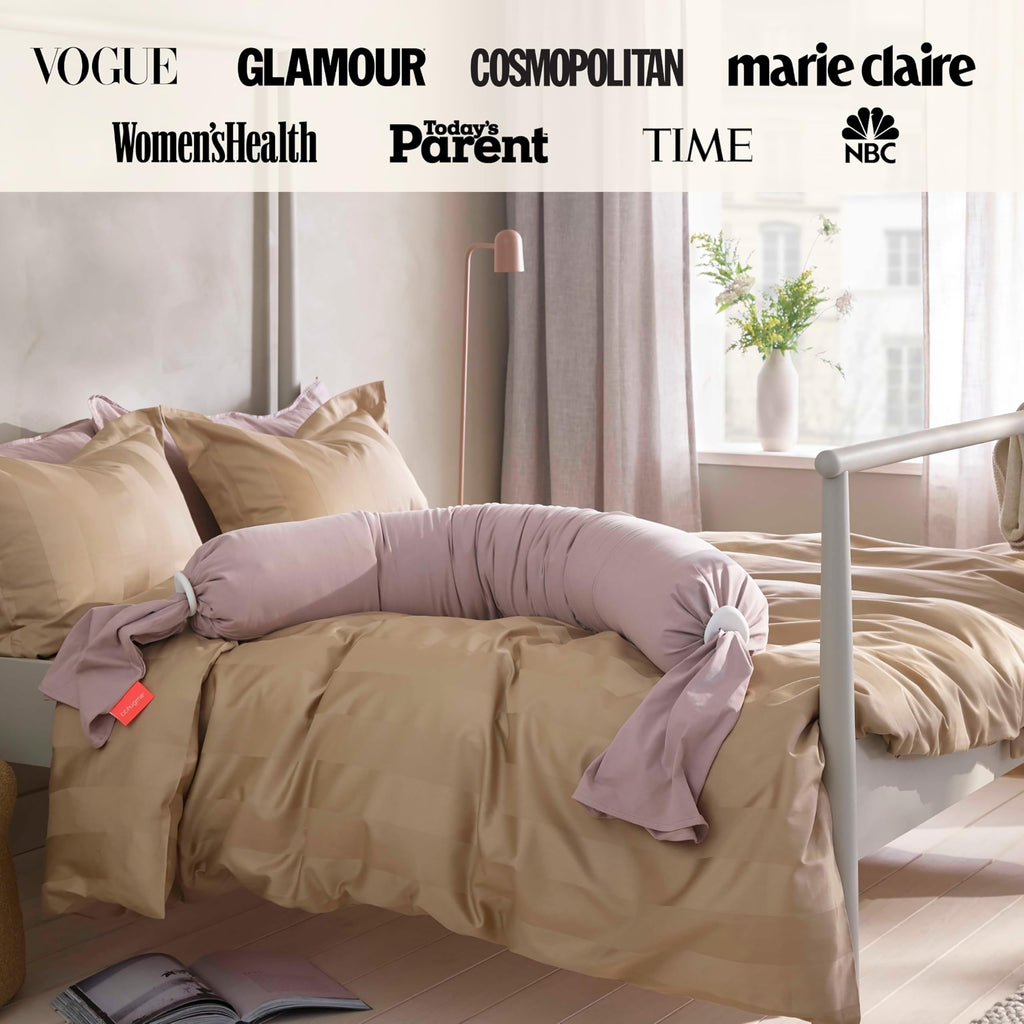 bbhugme Pregnancy Pillow, Dusty Pink - Adjustable Firmness & Shape - Full Body Support for Side Sleeping - Supports Back, Legs, Belly, Hips - Removable Cooling Cover for Pregnant Women