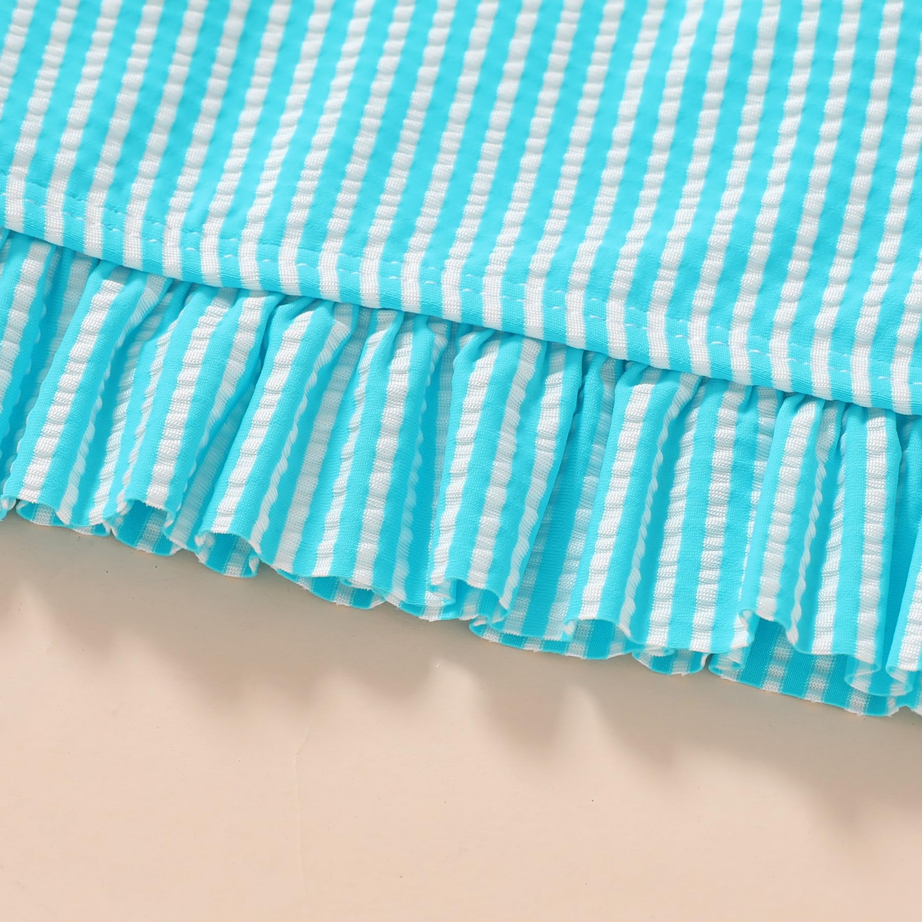YOUNGER TREE Toddler Girls Two Pieces Swimsuit Color Block Stripe Swimwear Summer Beach Bathing Suit 18M-5T（Blue 18-24 Months）