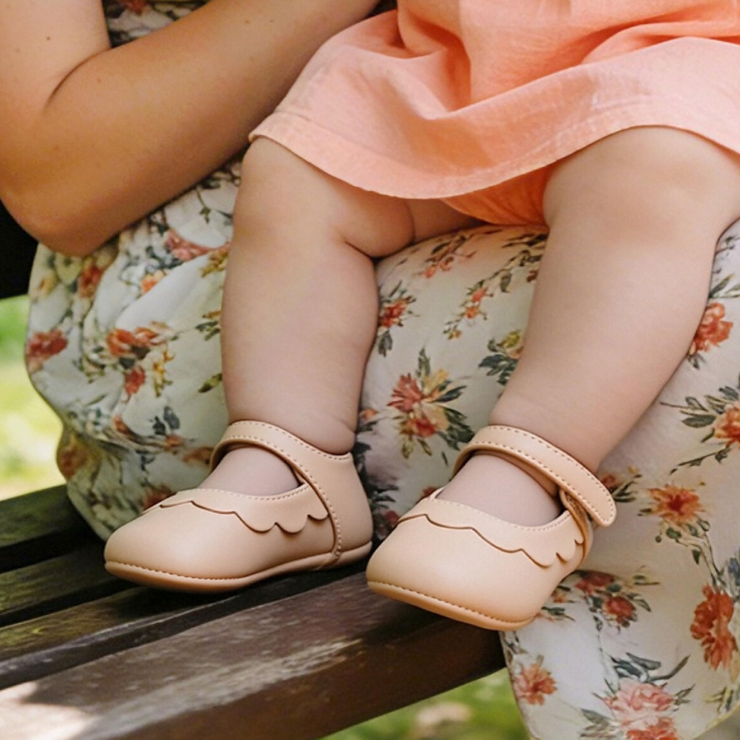 Felix & Flora Soft Sole Leather Nude Baby Shoes - Infant Baby Walking Shoes Moccasinss Rubber Sole Crib Shoes(Nude,12-18Months)