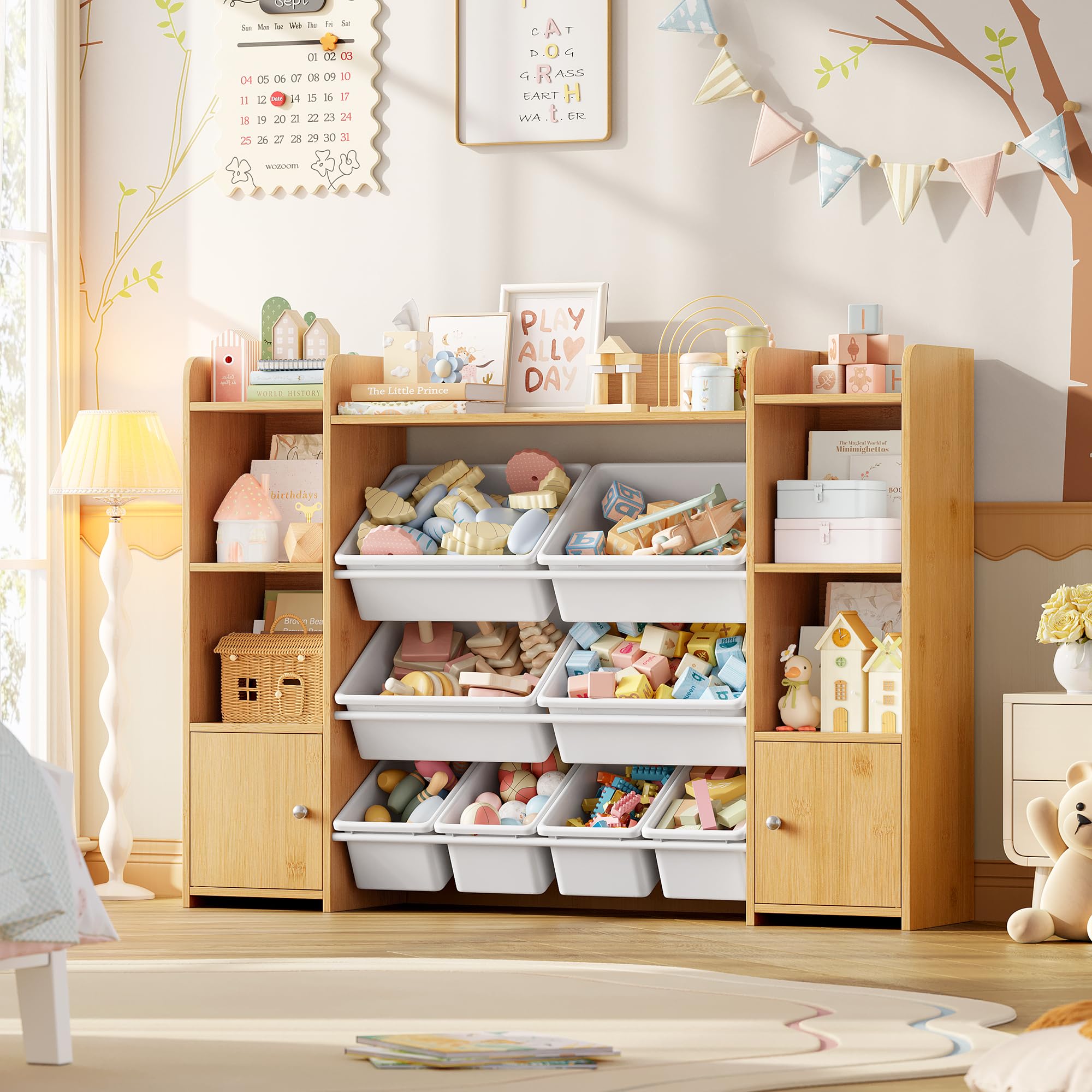 FOTOSOK Toy Storage Organizer with 8 Toy Bins, Toy Organizer Toy Bin for Kids