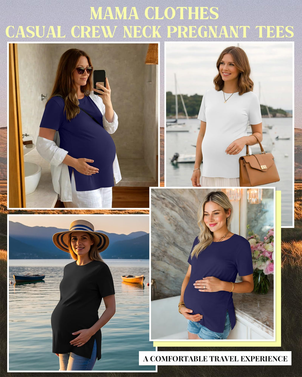 Ficerd 3 Pack Women's Maternity T Shirts, 3-Color, Medium