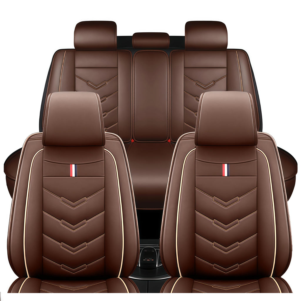 TENDER GLOW Leather Car Seat Covers Fit for LR Range Rover Sport 2023-2025, 5 Seater Waterproof and Wear-Resistant Seat Cover Interior Accessories(Full Set,Coffee)