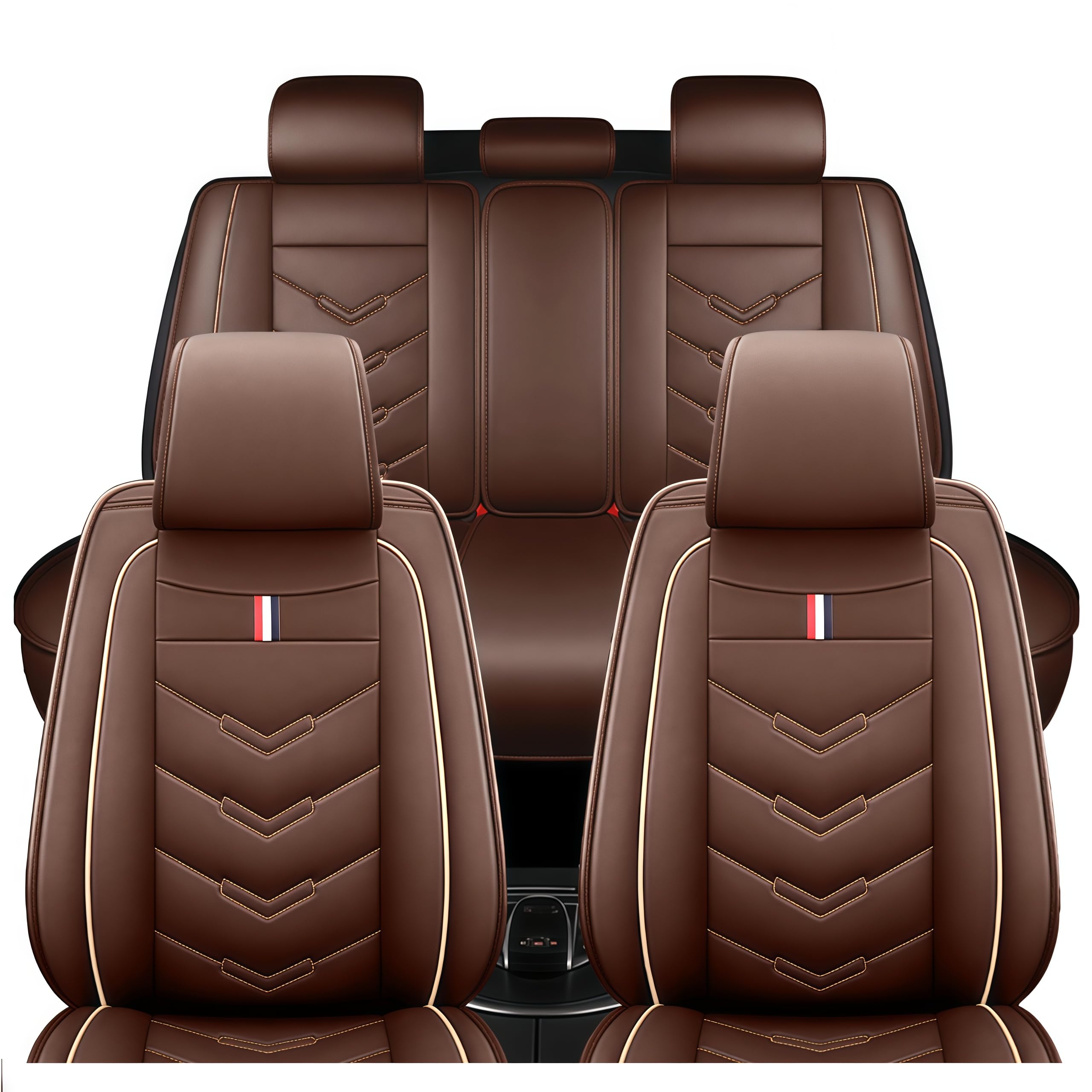 TENDER GLOW Leather Car Seat Covers Fit for LR Range Rover Sport 2023-2025, 5 Seater Waterproof and Wear-Resistant Seat Cover Interior Accessories(Full Set,Coffee)