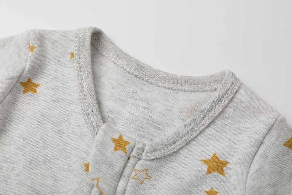 O2 BABY Baby Boys Girls Organic Cotton Zip Front Sleeper Pajamas, Footed Sleep 'n Play（0-3 Months, Star & Stripes）