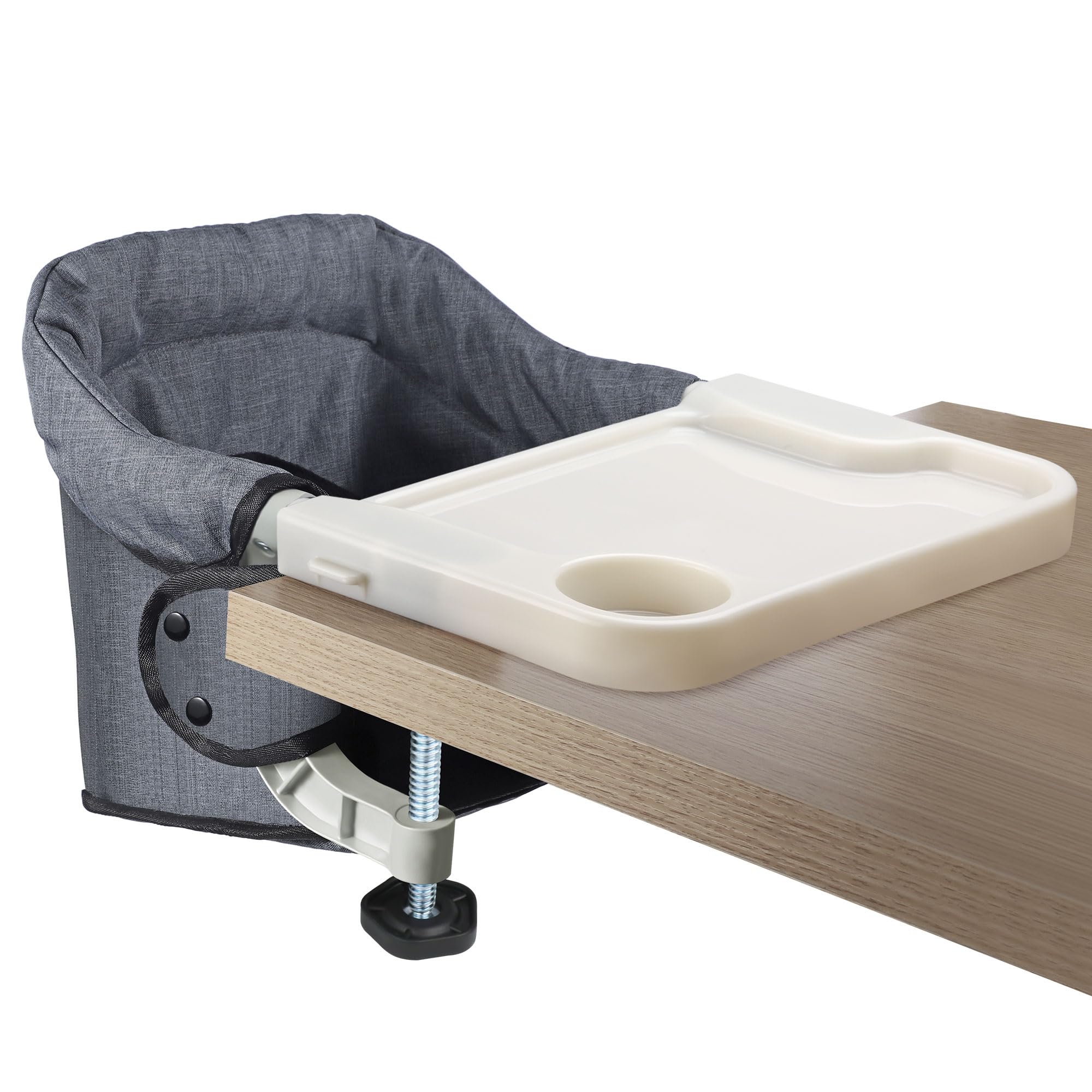 Toogel Hook On High Chair with Tray, Secure Harness & Alloy Clamp, Grey