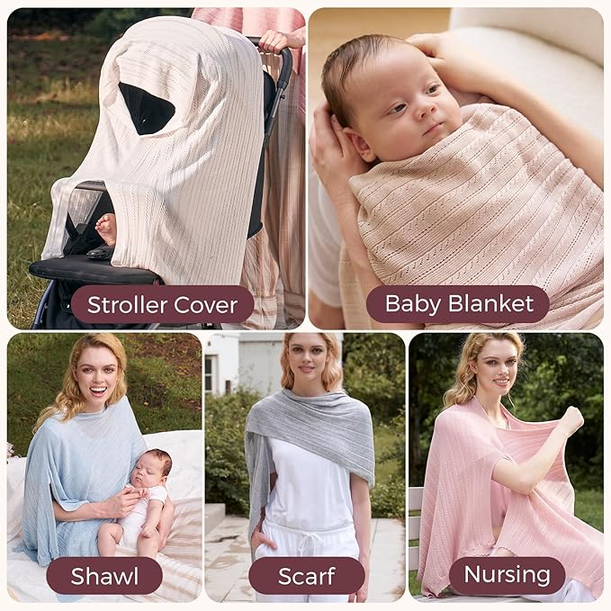 Momcozy Ultra-Light Nursing Cover for Breastfeeding, Soft Breathable Tencel™ Lyocell Fabric, Multi-Use Feeding Shawl, Newborn Essentials Must Haves(Pink)