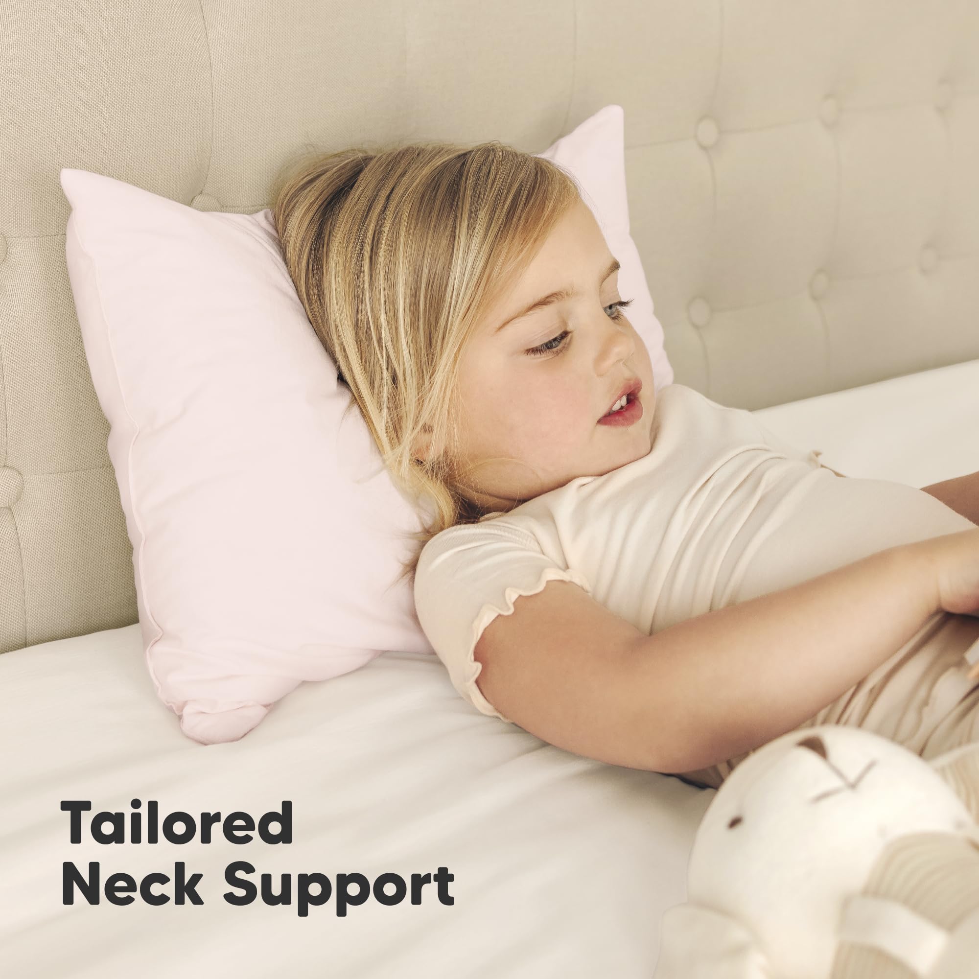 KeaBabies 2pk Toddler Pillows 2 Year Old to 5,13x18 Kids Pillow (Mist Pink)