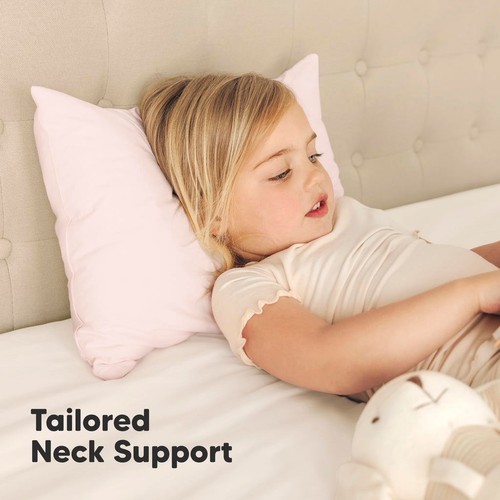 KeaBabies 2pk Toddler Pillows 2 Year Old to 5,13x18 Kids Pillow (Mist Pink)