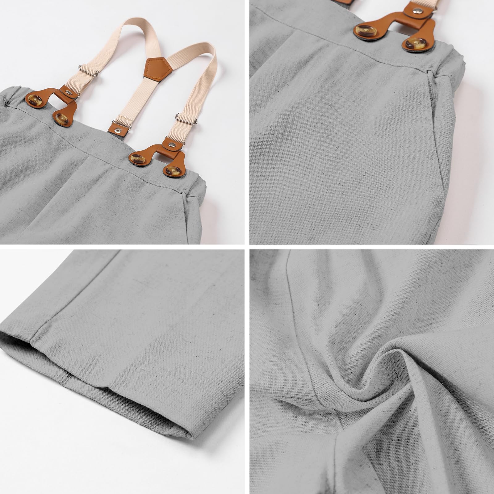 SANGTREE Boys Cotton Linen Formal Suit Linen Grey-1 9-12 Months=Tag 70