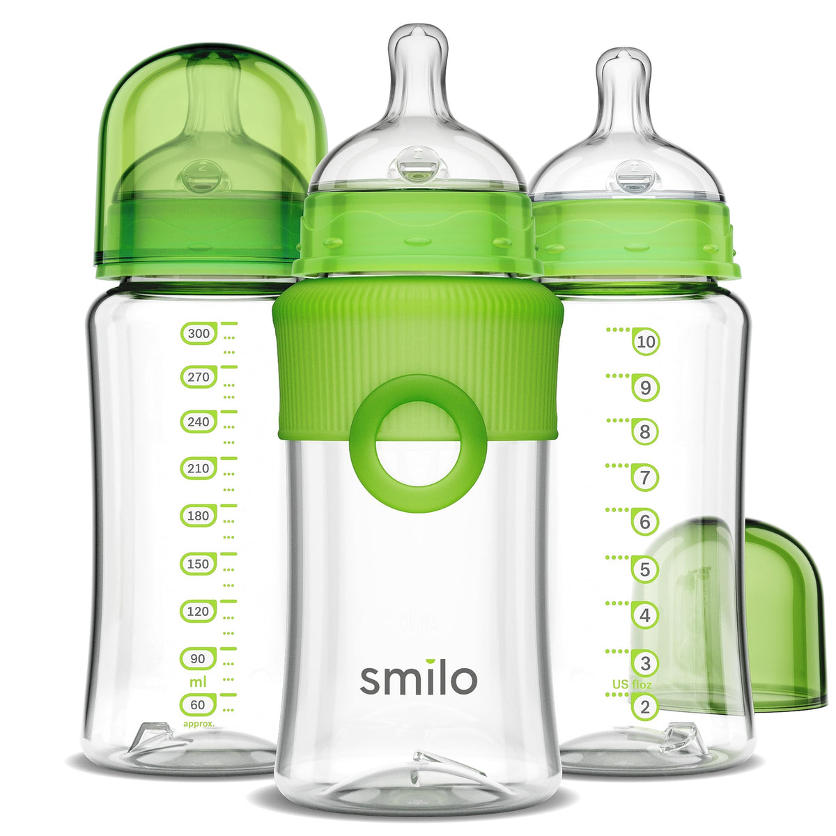 Smilo Baby Bottle Set with Stage 0 Slow Flow Anti Colic Nipple, 5 Oz / 150 ml Capacity, 3X Pack of Anti Colic Baby Bottles 0-3 Months - Glow in the Dark