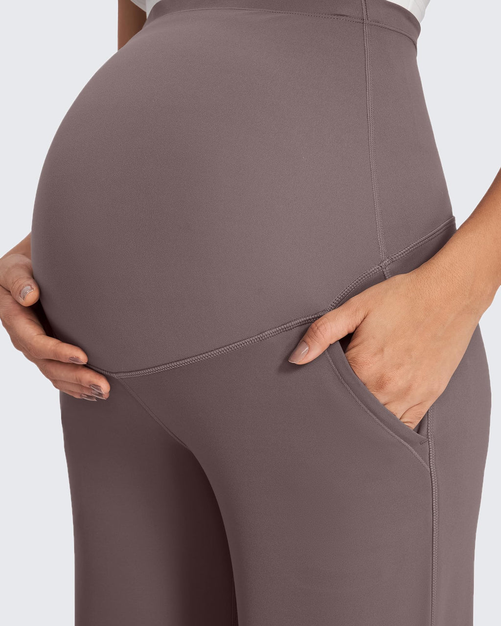 G4Free Maternity Fleece Pants Pregnancy Yoga Sweatpants,Taupe,S,Regular