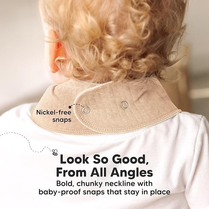 KeaBabies 8-Pack Bandana Bibs for Baby Girls, Boys - Organic Cotton Baby Bibs for Drooling & Teething Newborn, Toddler, Infant 0-36 months, Extra Soft, Absorbent Cloth with Snaps (Driftwood/Quin)