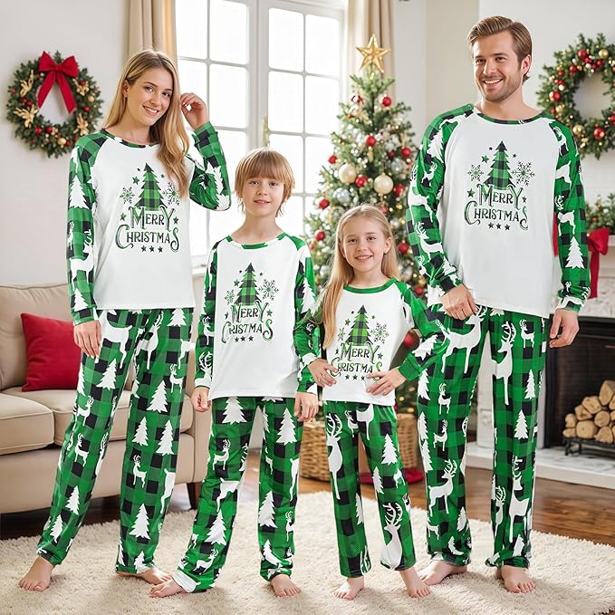 Awoscut Family Christmas Pajamas Matching Pajamas for Family, Xmas PJs Sets Holiday Sleepwear