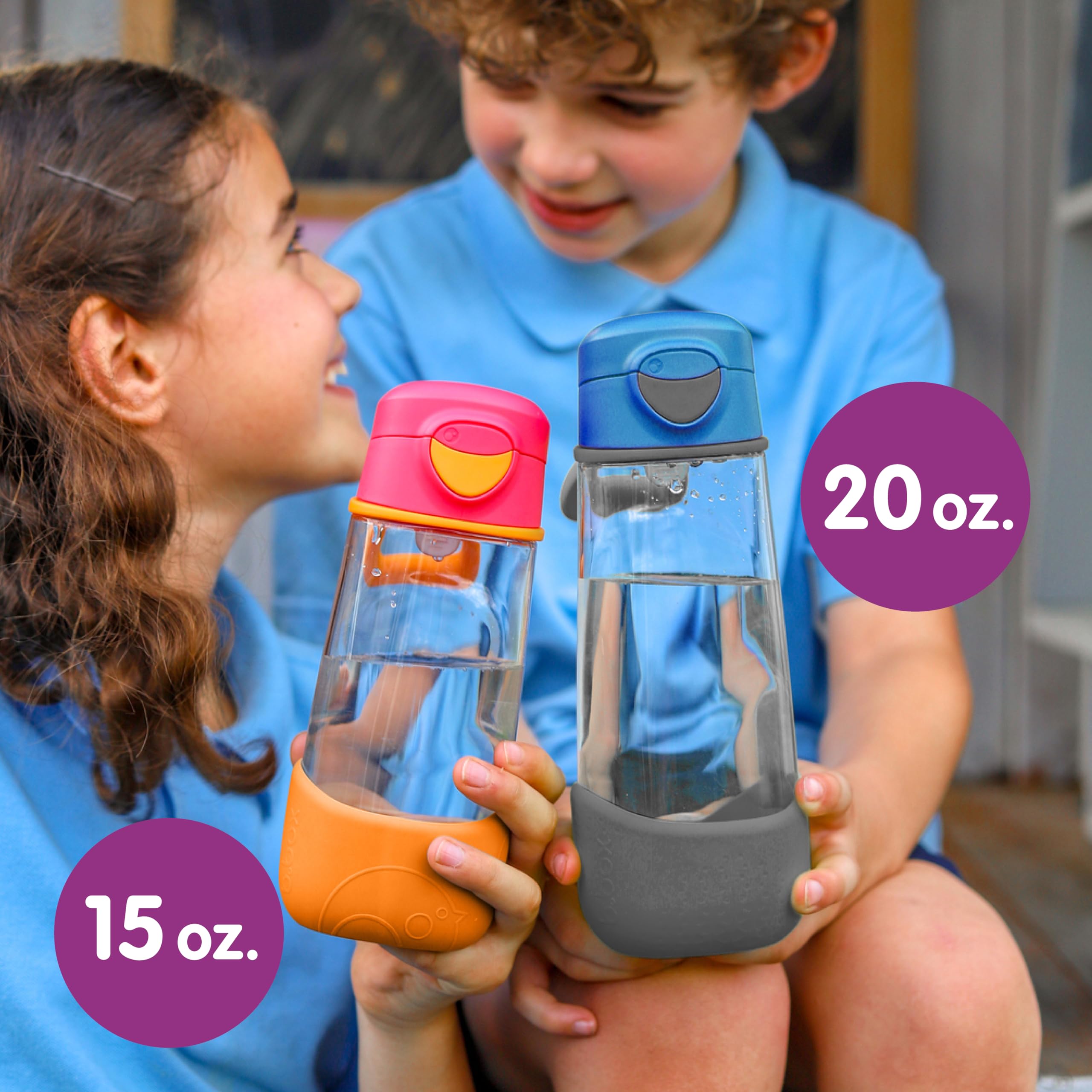 b.box Sport Spout Kids Water Bottle for School, Travel, Daycare, 20 oz