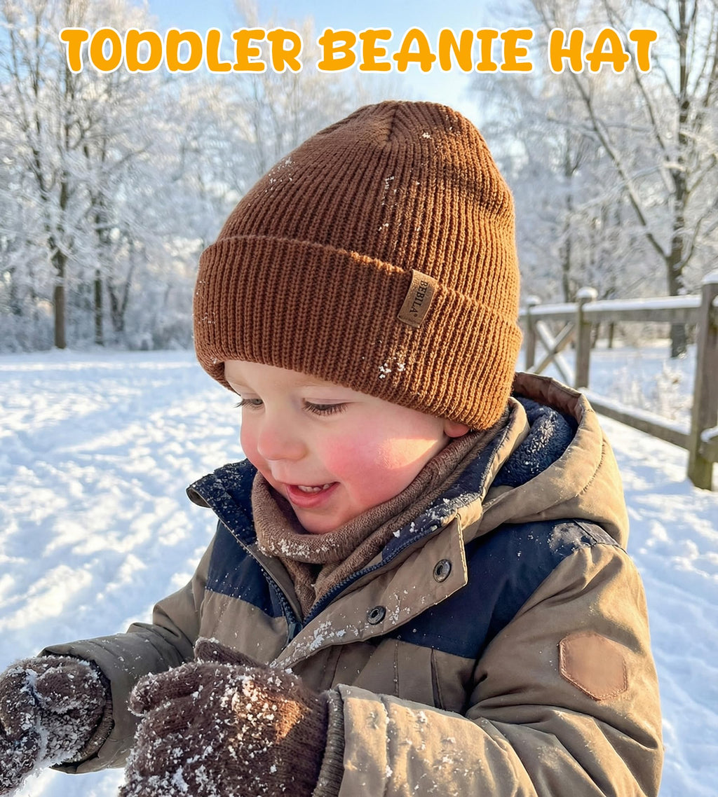 Bebila Baby Beanie Toddler Infant Winter Hats Knit Warm Caps for Boys Girls (US, Age, 6 Months, 36 Months, Grey+Black+Caramel)