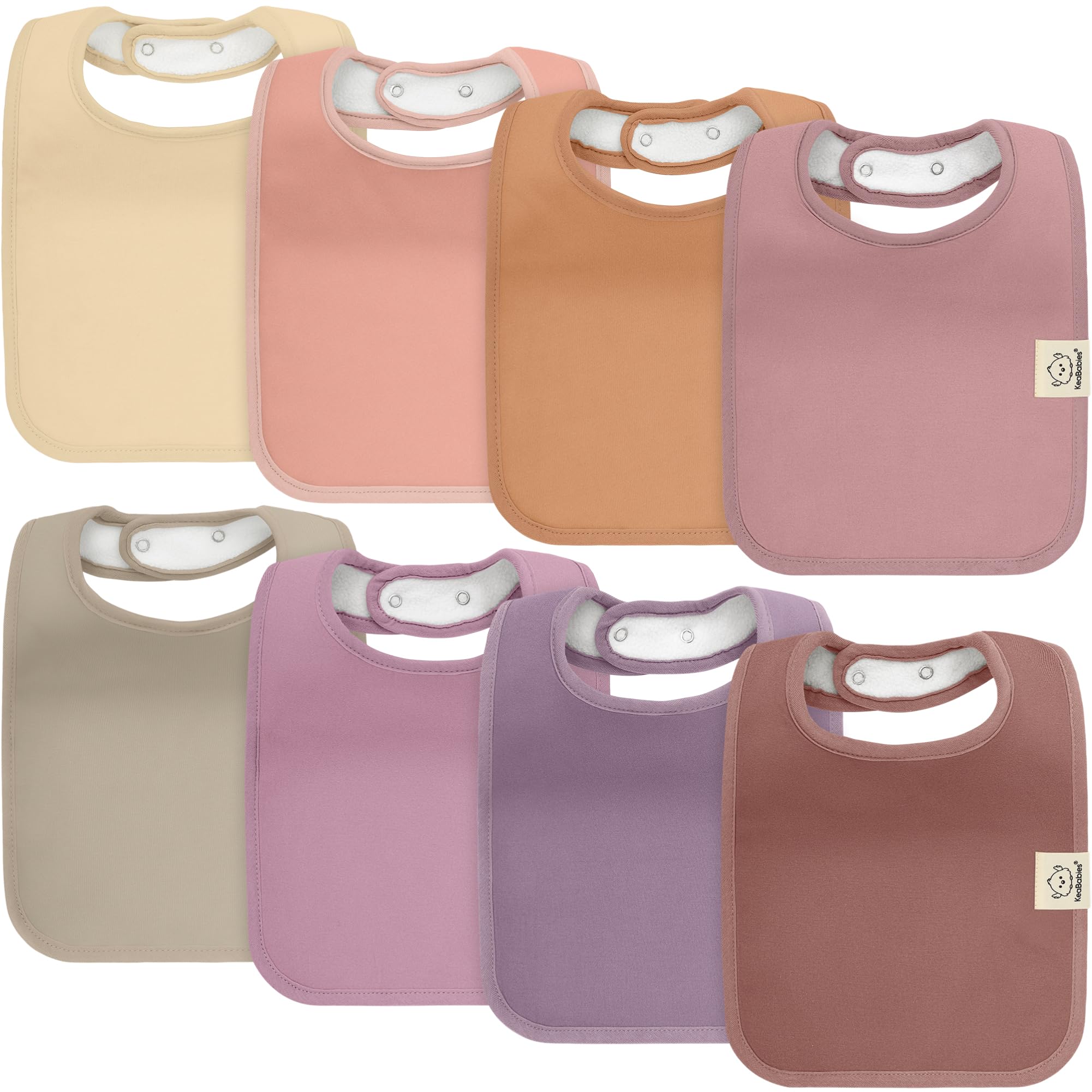 KeaBabies 8-Pack Organic Baby Bibs for Boys, Girls Drool Bibs (Mauve)