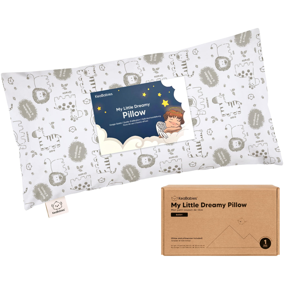 Mini Toddler Pillow with Pillowcase, 9x13 My Dreamy Pillow, Jungle Green