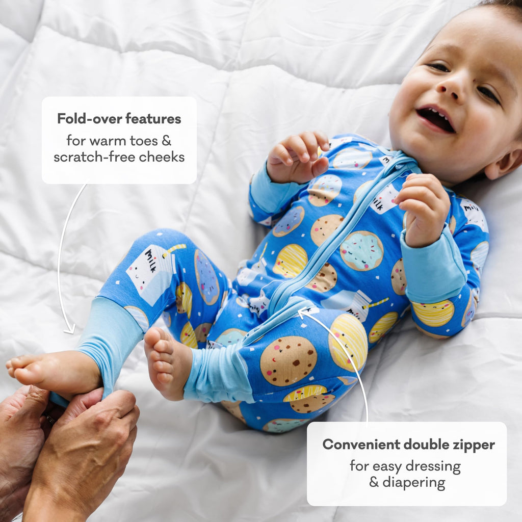 Little Sleepies Baby Pajamas, Blue Cookies & Milk, Newborn