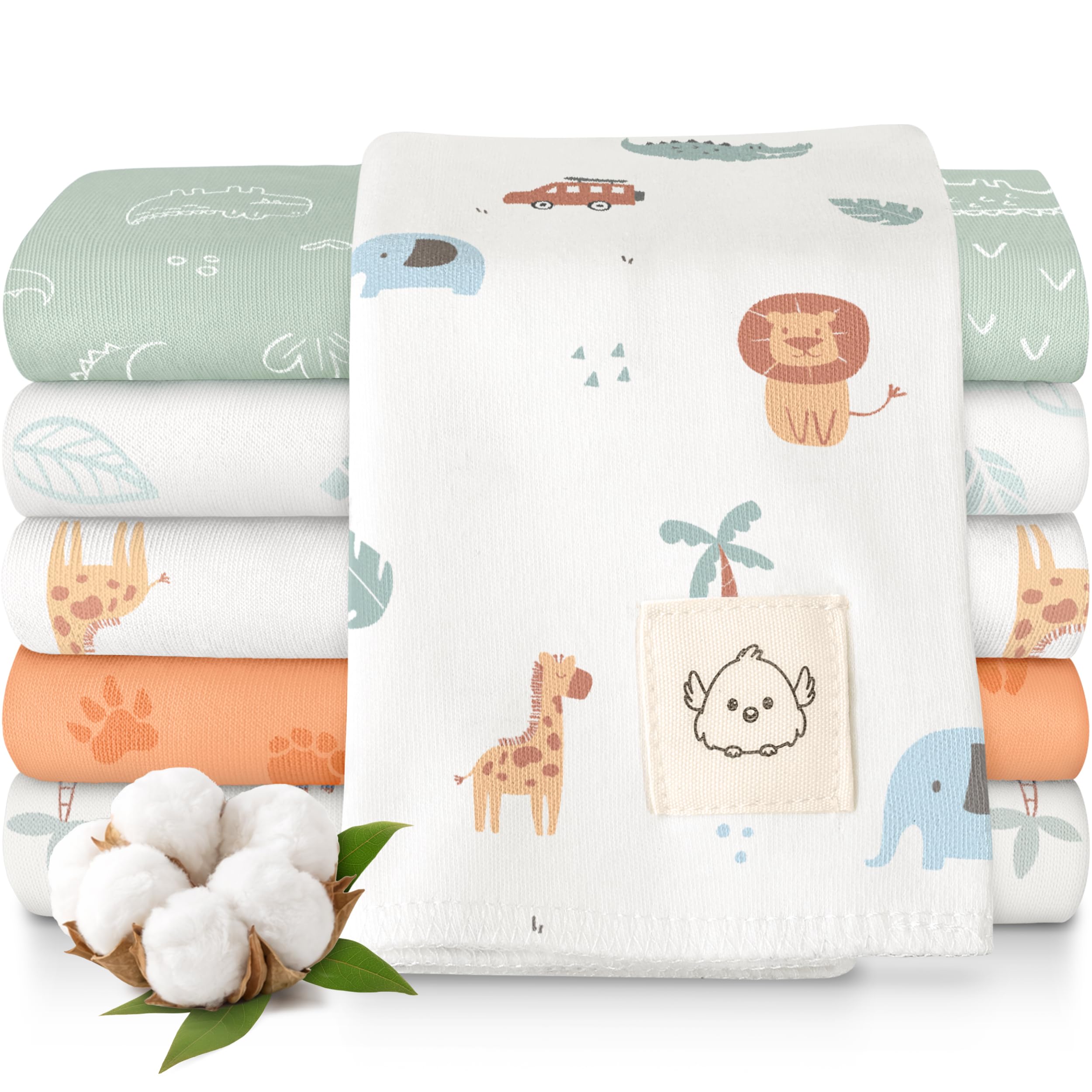 Organic Burp Cloths Baby Boy, Girl, 6-Pack Large Burping Cloths (Wilderness)