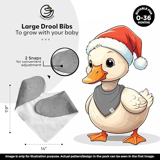 Premium Baby Bibs – 3 Pack for Boys & Girls | Natural Cotton, Super Absorbent Drool & Teething Bibs with Adjustable Snaps - White Bandana Bibs