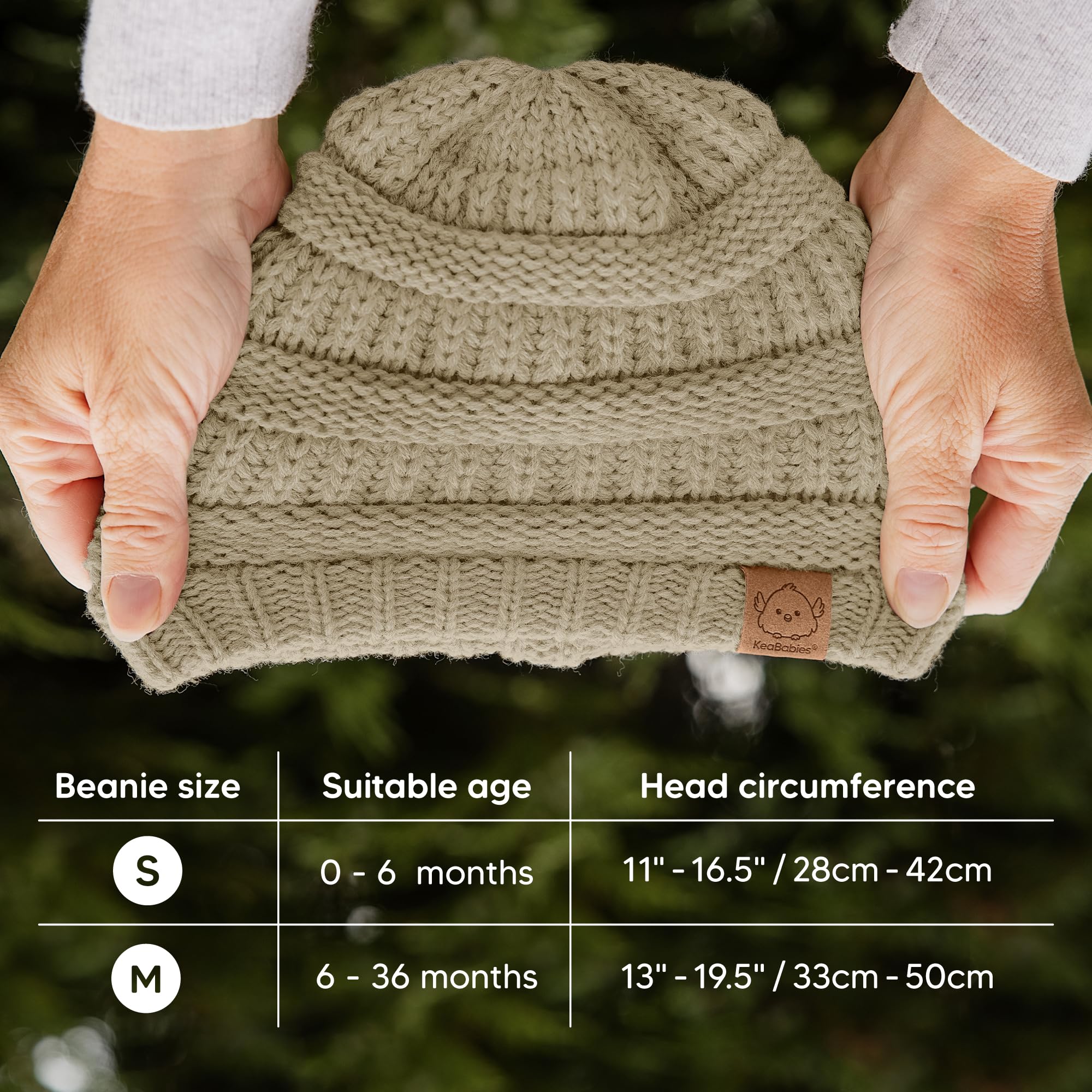 KeaBabies 3-Pack Baby Beanies for Boys, Girls,Soft Cute Baby Hat (Latte, 6-36M)