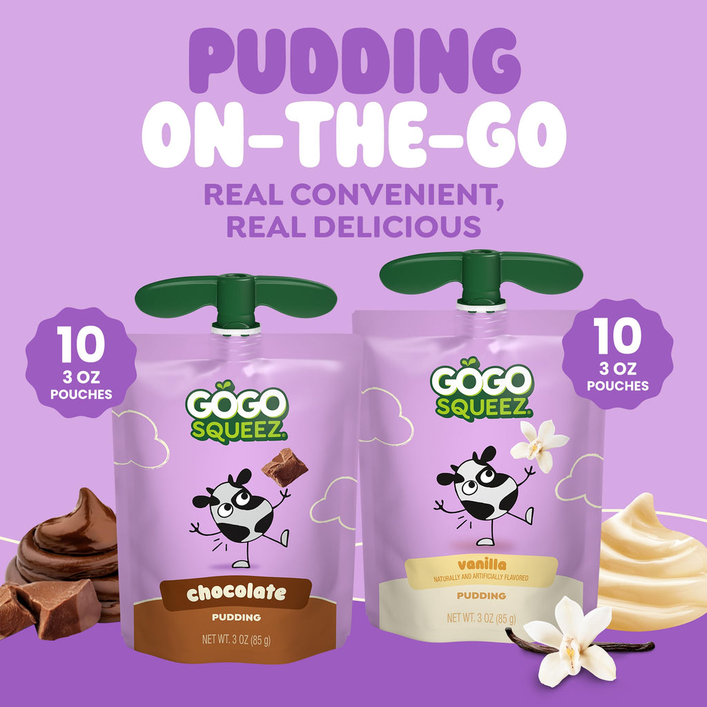 GoGo squeeZ On the Go PuddingZ Variety Pack, 3 oz Pouches, 20 Count