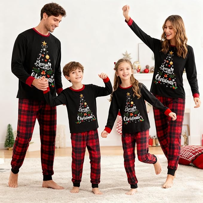Awoscut Family Christmas Pajamas Matching Pajamas for Family, Xmas PJs Sets Holiday Sleepwear