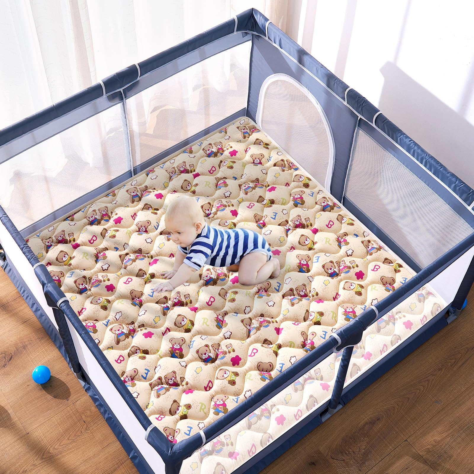 High-Density Foam Baby Play Mat, 47x47 Inches Thicken One-Piece Comfortable and Soft Playmat, Non Slip Machine Washable Floor Mat for Infants, Tapete para Bebes,Toddlers