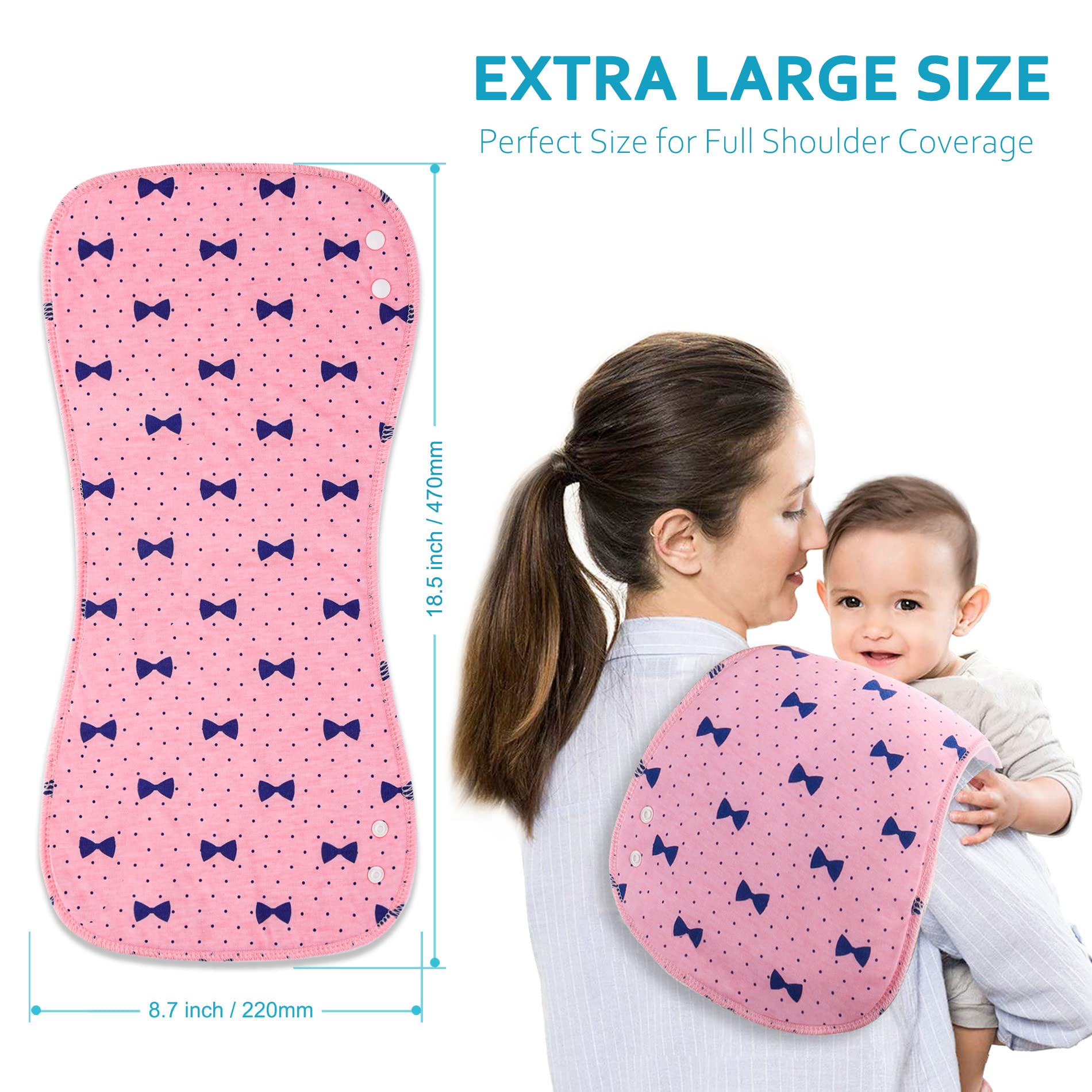 Benoxine 2-in-1 Burp Cloths and Baby Bibs - 6 Pack Large Super Absorbent Soft Cotton Burping Cloths for Spit Up, 3 Layers Thick Baby Burp Rags for Girls & Boys